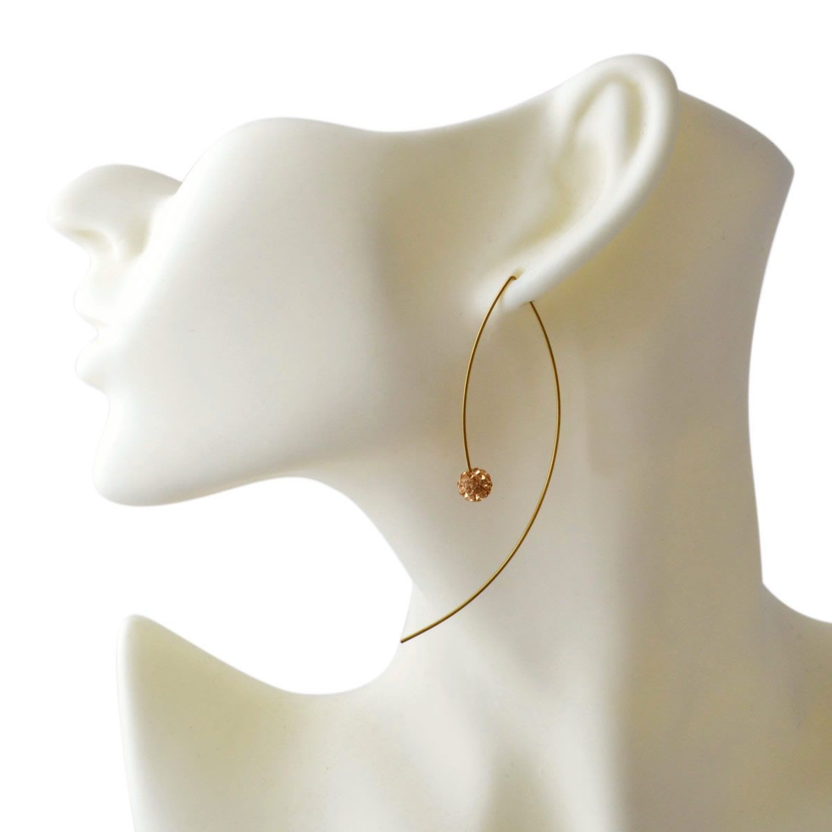 バイボー By Boe E14-GF-PEACH Peach Crystal Bead ワイヤーアーク クリスタル ワイヤー ピアス