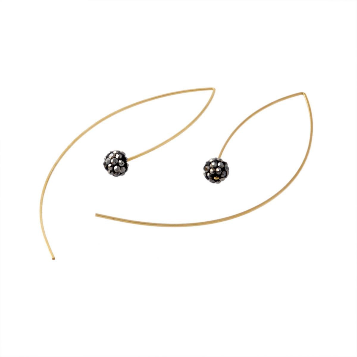 バイボー By Boe E14-GF-PEWT Pewter Crystal Bead ワイヤーアーク クリスタル ワイヤー ピアス