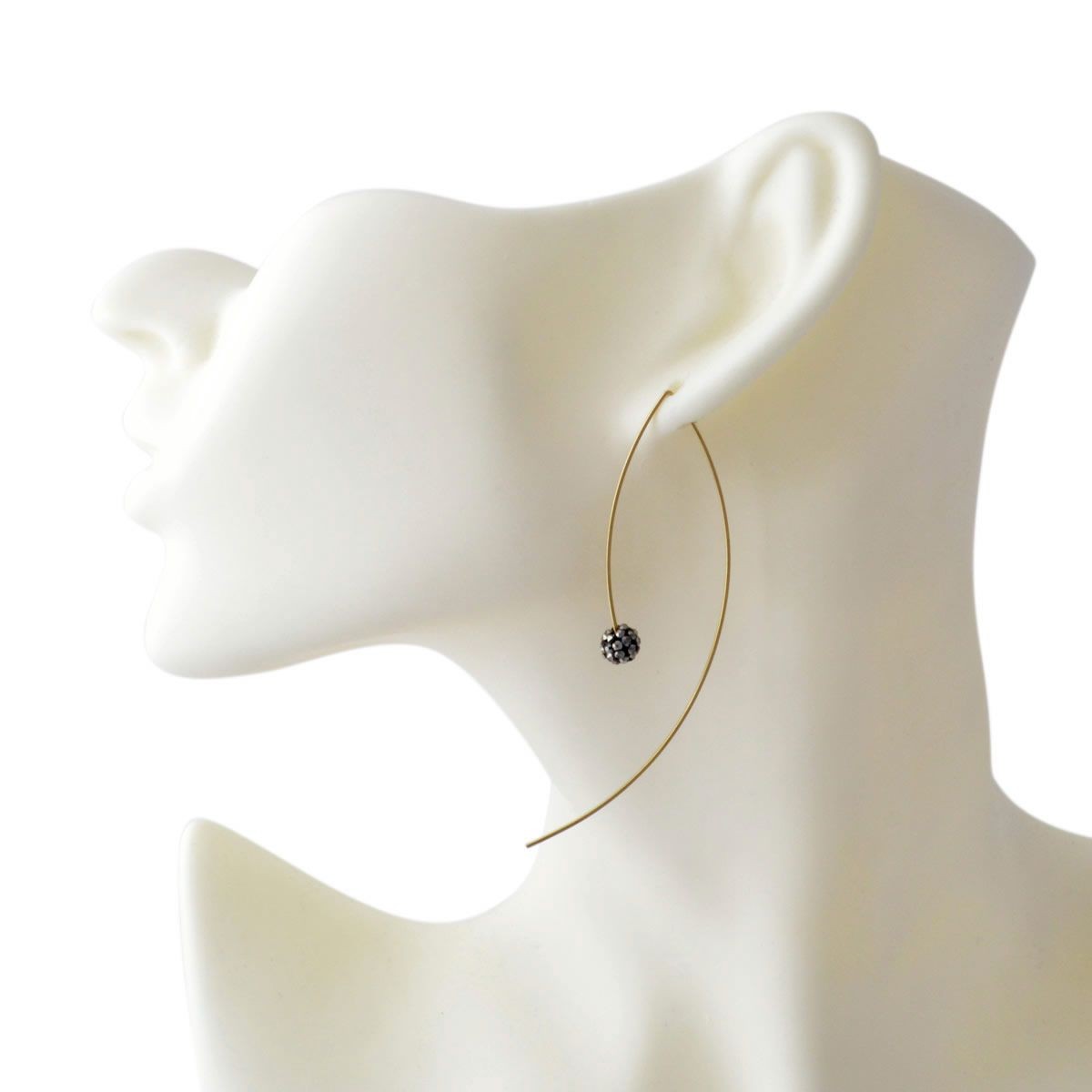 バイボー By Boe E14-GF-PEWT Pewter Crystal Bead ワイヤーアーク クリスタル ワイヤー ピアス