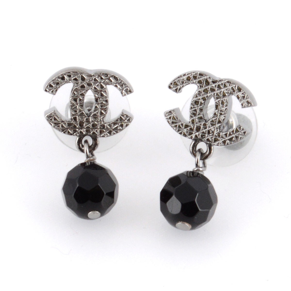 シャネル CHANEL A37277 NOIR COCO ココマーク CCロゴ×カッティング ブラックストーン ドロップ ピアス