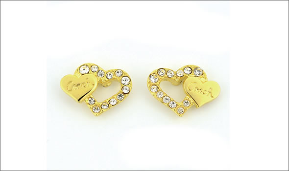 コーチ ≪取り寄せ商品≫ パヴェ ダブルハート ピアス  94936 GD/PK/E