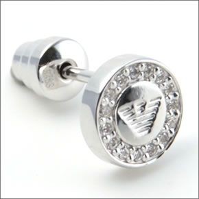 エンポリオアルマーニ EG3053040 イーグルモチーフ ラインストーン ディスク ピアス シルバー925