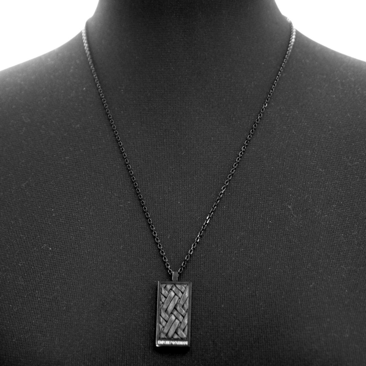 エンポリオアルマーニ EMPORIO ARMANI EGS2387001 編み込みレザーデザイン スクエア メンズ ネックレス/ペンダント