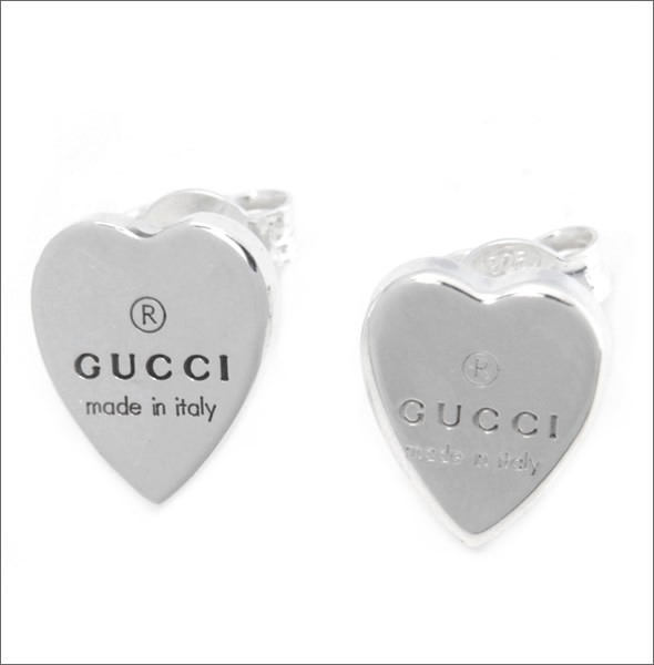グッチ 223990-J8400-8106  gucciトレードマーク刻印　ハートモチーフ スタッドピアス スターリングシルバー