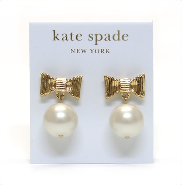 ケイトスペード ALL WRAPPED UP PEARLS drop earrings  ラップリボン パールモチーフ ピアス WBRU3303-152
