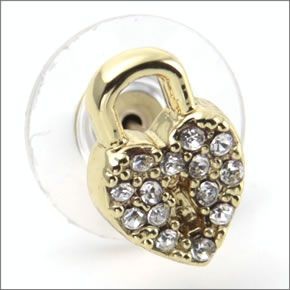 ケイトスペード DEAR VALENTINE Heart And Lock Studs ハート型錠モチーフ パヴェ・クリスタル スタッド ピアス WBRU9269-921