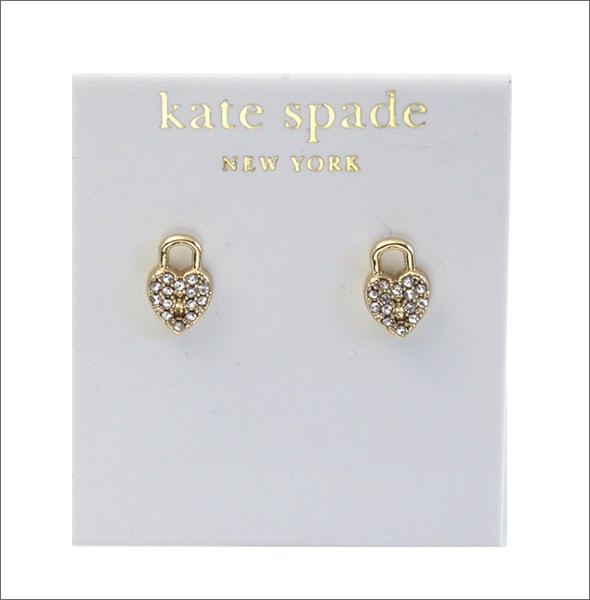 ケイトスペード DEAR VALENTINE Heart And Lock Studs ハート型錠モチーフ パヴェ・クリスタル スタッド ピアス WBRU9269-921