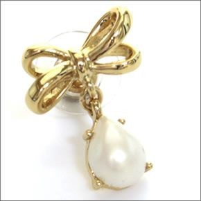 ケイトスペード WBRU9479-142 TIED UP drop Earrings リボンモチーフ×パール ドロップ ピアス
