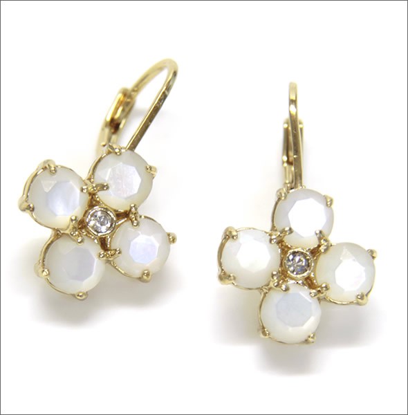 ケイトスペード WBRUA218-110 CENTRAL PARK PANSY Leverback パンジーモチーフ クリスタル・ビジュー レバーバック ピアス