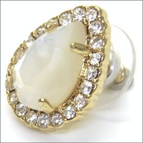 ケイトスペード WBRUA324-143 BUTTER UP Studs しずくモチーフ マザーオブパール×クリスタル・パヴェ スタッド ピアス