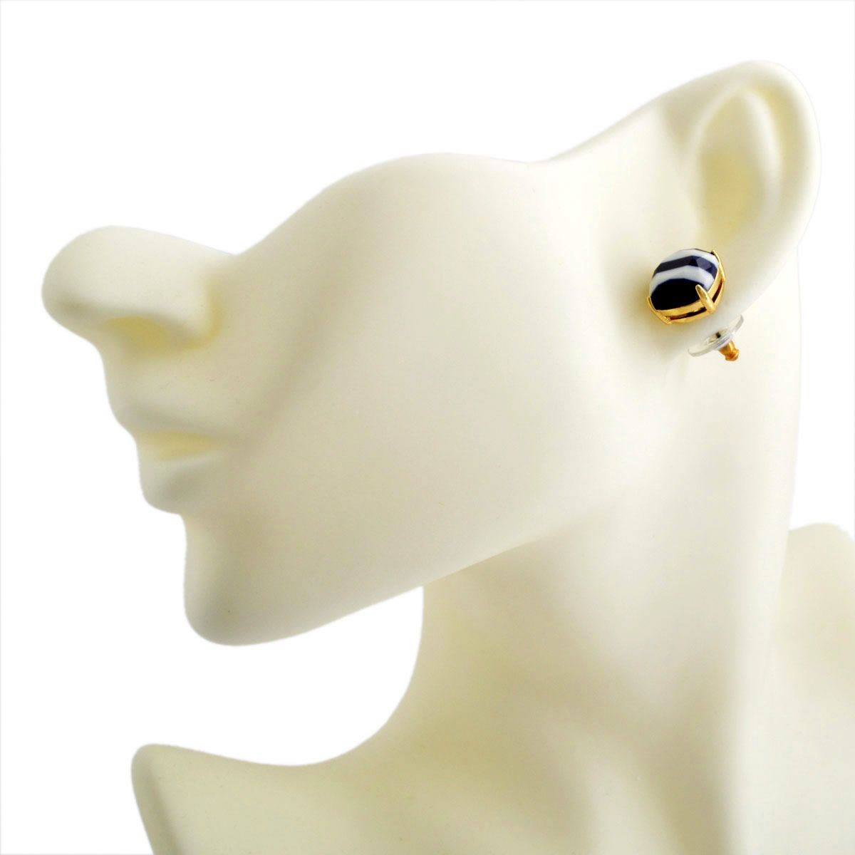 ケイトスペード Kate Spade WBRUC386-400 Navy Striped Small Square Studs ボーダー マリン ピアス