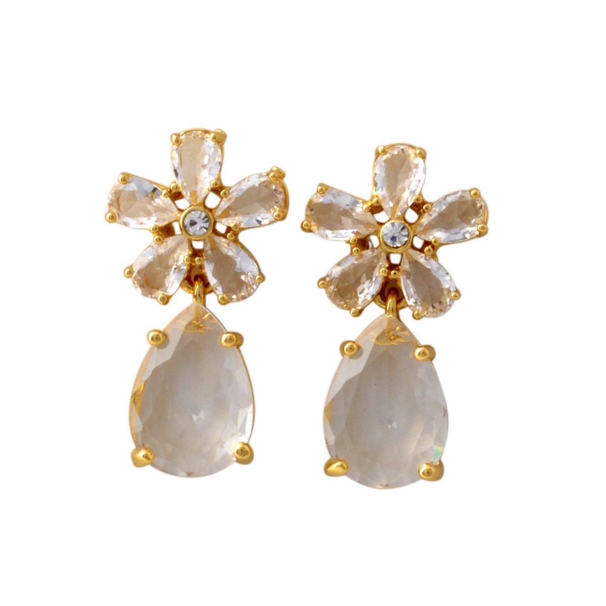 ケイトスペード Kate Spade WBRUD465-921 Clear/Gold MIDNIGHT GARDEN drop earrings フラワーモチーフ クリスタル ドロップ ピアス