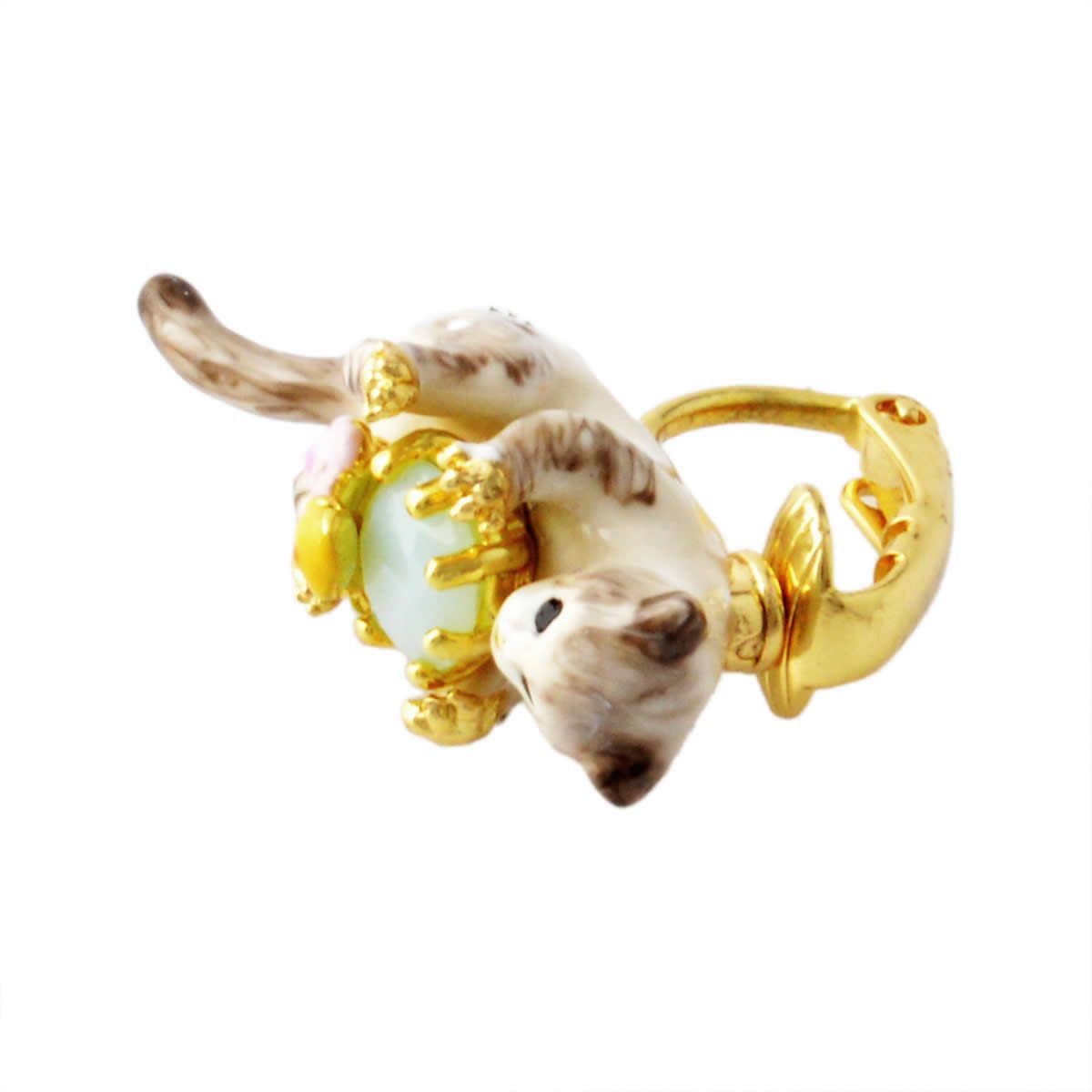 レネレイド Les Nereides AELA101C/1 ネコモチーフ 猫 キャット クリップ イヤリング LOVES ANIMALS