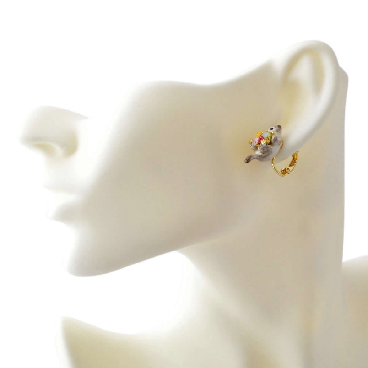 レネレイド Les Nereides AELA101C/1 ネコモチーフ 猫 キャット クリップ イヤリング LOVES ANIMALS