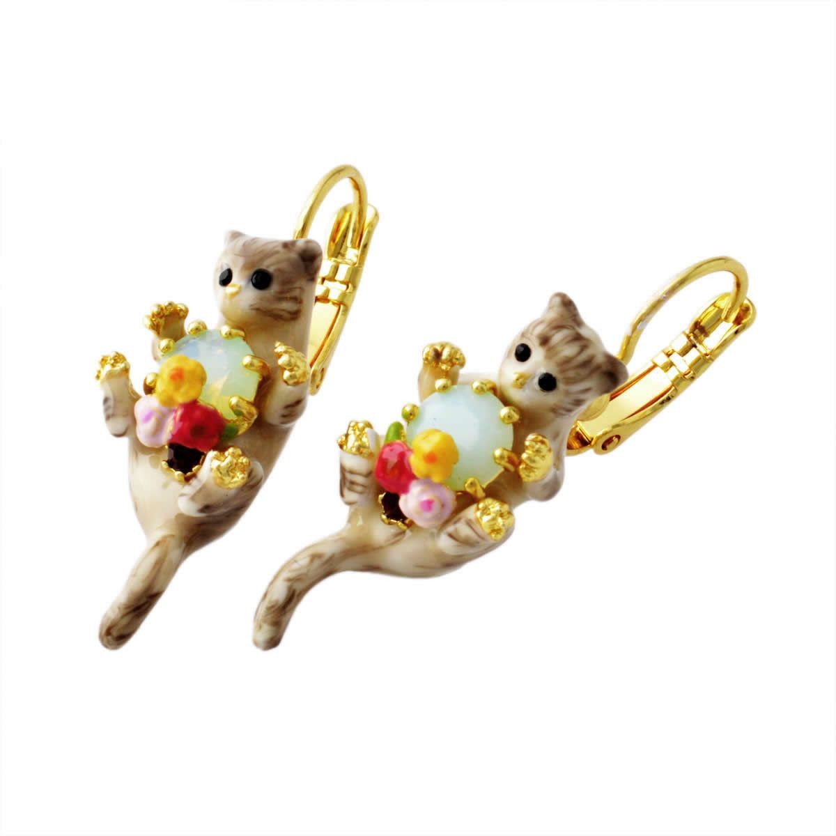 レネレイド Les Nereides AELA101D/1 ネコモチーフ 猫 キャット フック ピアス LOVES ANIMALS