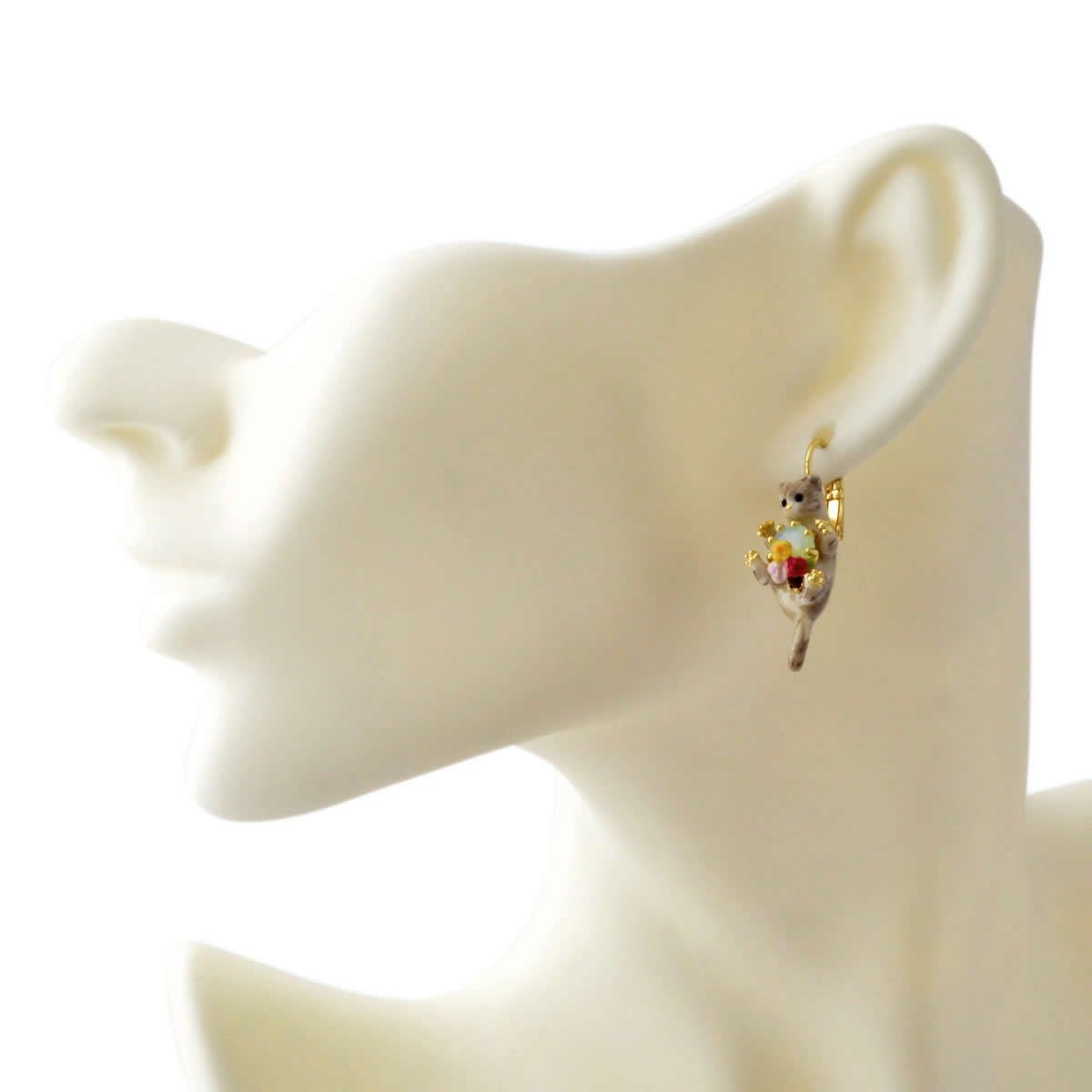 レネレイド Les Nereides AELA101D/1 ネコモチーフ 猫 キャット フック ピアス LOVES ANIMALS