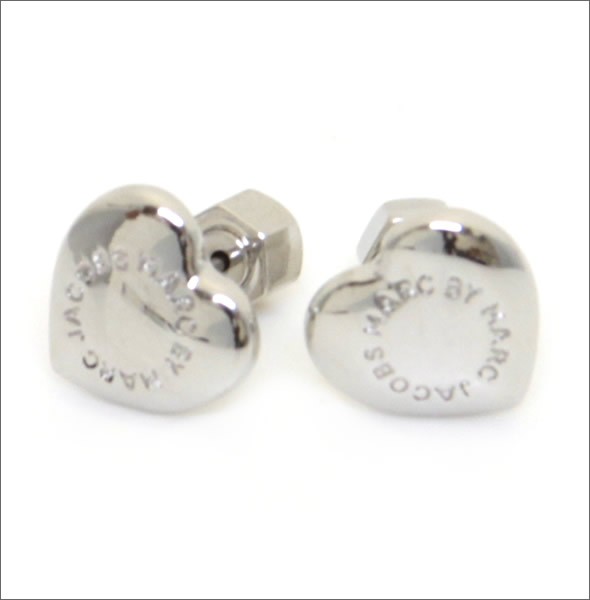 マークバイマークジェイコブス Domed Logo Heart Studs ハートモチーフ ロゴ ピアス M3PE545-041  80083 ARGENTO