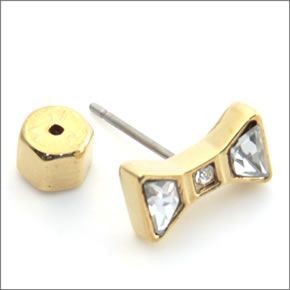 マークバイマークジェイコブス Bow Studs  リボンモチーフ クリアストーン ピアス M3PE566-711 80096 ORO