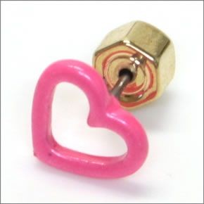マークバイマークジェイコブス Open Heart Studs エナメル オープンハート ピアス M0004216-676　KNOCKOUT PINK