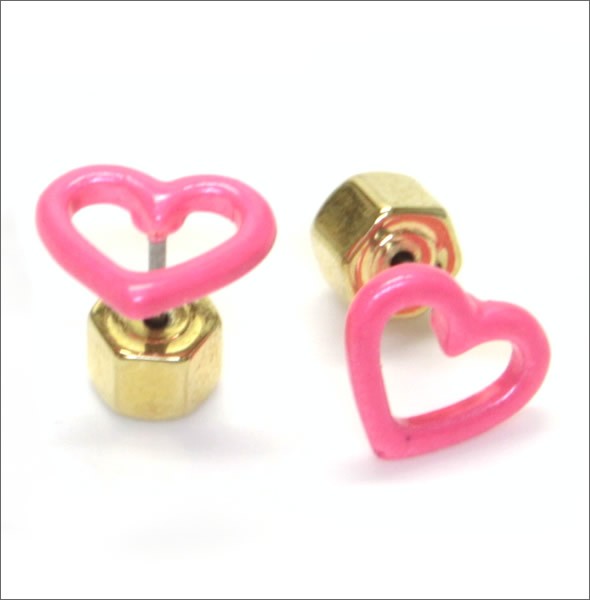 マークバイマークジェイコブス Open Heart Studs エナメル オープンハート ピアス M0004216-676　KNOCKOUT PINK