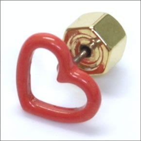 マークバイマークジェイコブス Open Heart Studs エナメル オープンハート ピアス M0004216-829　ORANGE GLOW