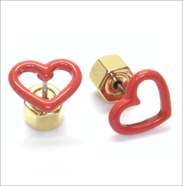 マークバイマークジェイコブス Open Heart Studs エナメル オープンハート ピアス M0004216-829　ORANGE GLOW