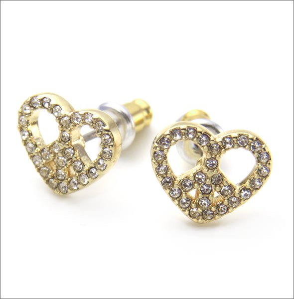 マークバイマークジェイコブス M0005844-986 CRYSTAL/ORO Peace & Love Studs ハート型ピースマーク  ラインストーン ピアス