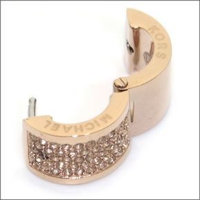 マイケルコース Pave Rose Gold-Tone Hug Earrings パヴェ ハギーフープ ピアス  MKJ2407791