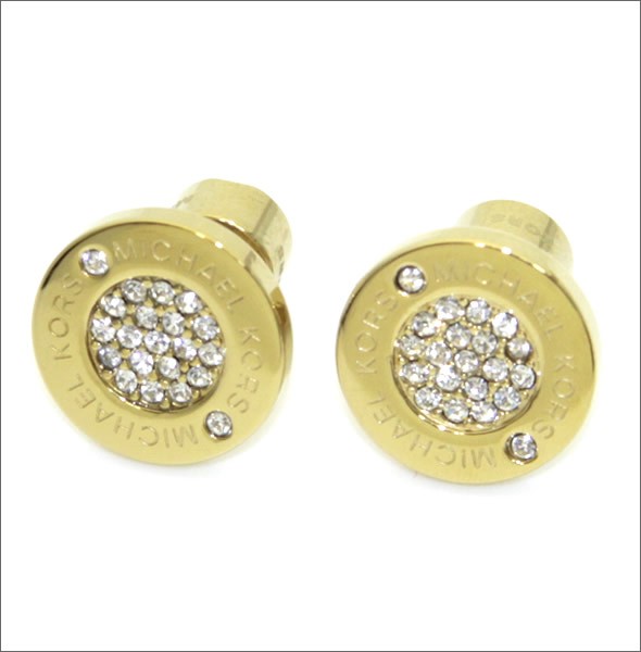 マイケルコース Pave Logo Gold-Tone Stud Earrings パヴェ ロゴディスク ピアス MKJ3351710
