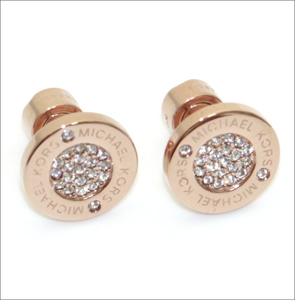 マイケルコース Pave Rose Gold-Tone Stud Earrings パヴェ ロゴディスク ピアス MKJ3353791