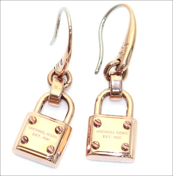 マイケルコース Rose Gold-Tone PadLock Earrings パドロック ドロップ ピアス MKJ3321791