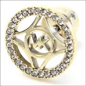 マイケルコース MKJ4272710 Pave Logo Gold-Tone Open Stud Earrings パヴェ ロゴ カットアウト オープン ディスク ピアス