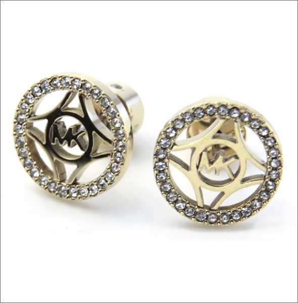 マイケルコース MKJ4272710 Pave Logo Gold-Tone Open Stud Earrings パヴェ ロゴ カットアウト オープン ディスク ピアス