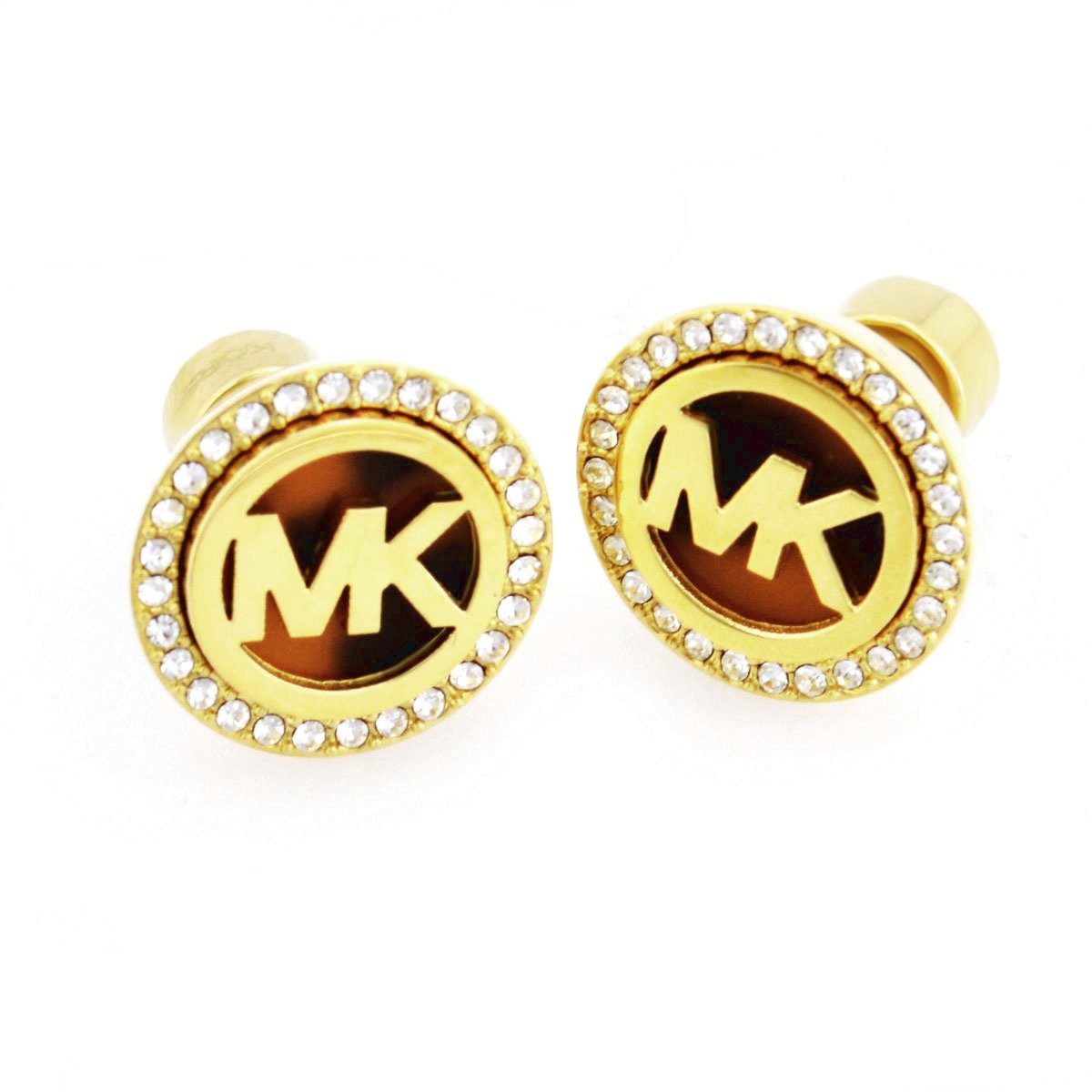 マイケルコース MICHAEL KORS MKJ2943710 Pave Gold-Tone and Tortoise Fulton Logo Stud Earrings パヴェ MKロゴ スタッド ピアス