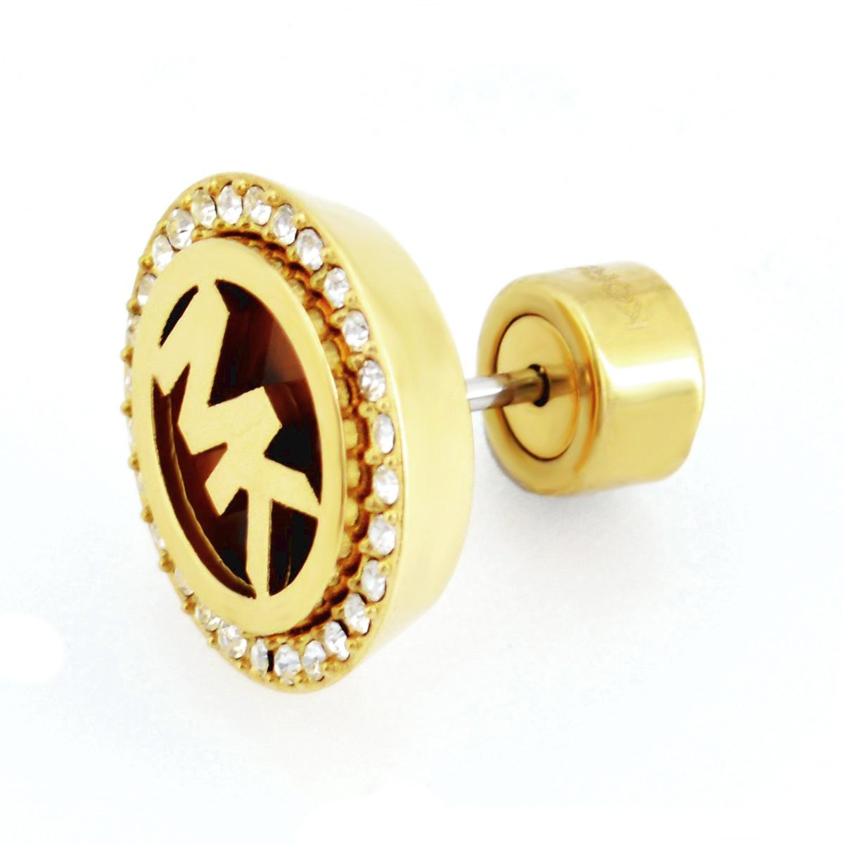 マイケルコース MICHAEL KORS MKJ2943710 Pave Gold-Tone and Tortoise Fulton Logo Stud Earrings パヴェ MKロゴ スタッド ピアス