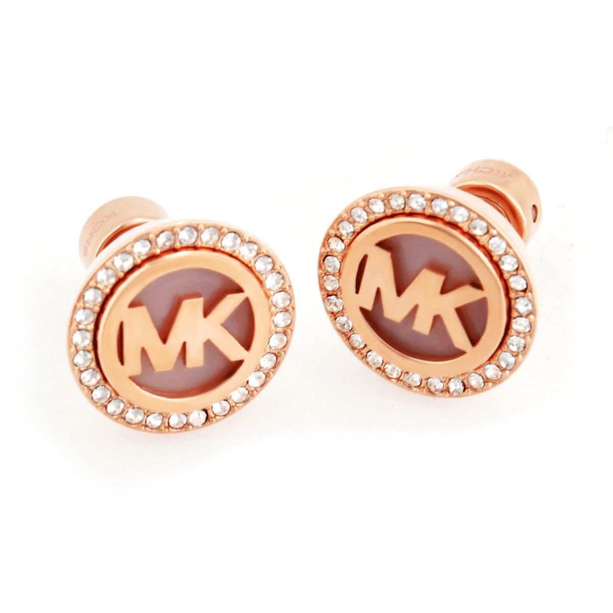 マイケルコース MICHAEL KORS MKJ4341791 Pave Rose Gold-Tone and Blush Rose Fulton Logo Stud Earrings パヴェ MKロゴ スタッド ピアス