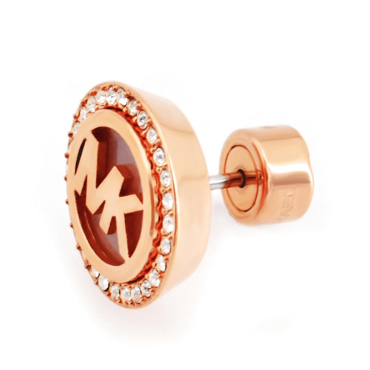 マイケルコース MICHAEL KORS MKJ4341791 Pave Rose Gold-Tone and Blush Rose Fulton Logo Stud Earrings パヴェ MKロゴ スタッド ピアス