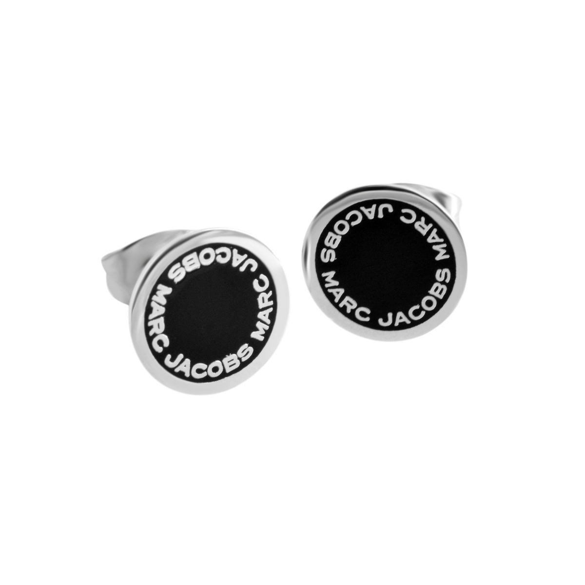マークジェイコブス MARC JACOBS M0008544-068 Black/Argento ロゴ ディスク エナメル スタッド ピアス Logo Disc Enamel Studs