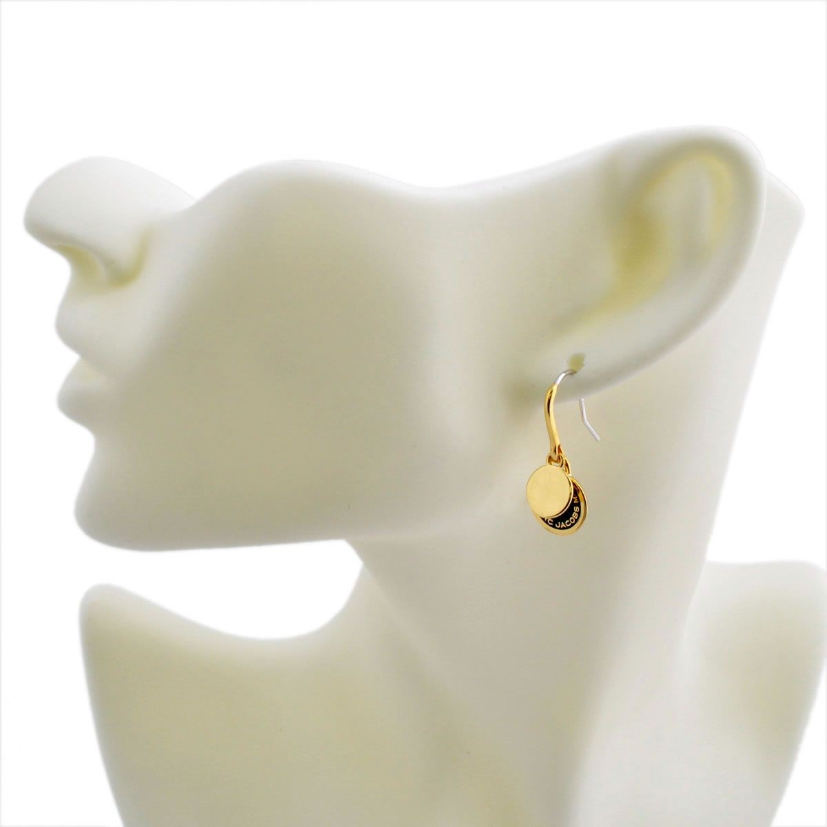 マークジェイコブス MARC JACOBS M0008541-062 Black/Oro Enamel Logo Disc Earrings ロゴ ディスク エナメル ピアス