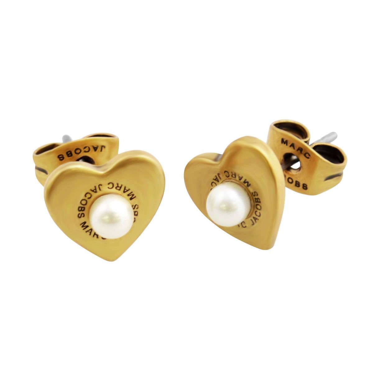 マークジェイコブス MARC JACOBS M0008660-795 Antique Gold Hearts Studs ロゴ パール ハート スタッド ピアス