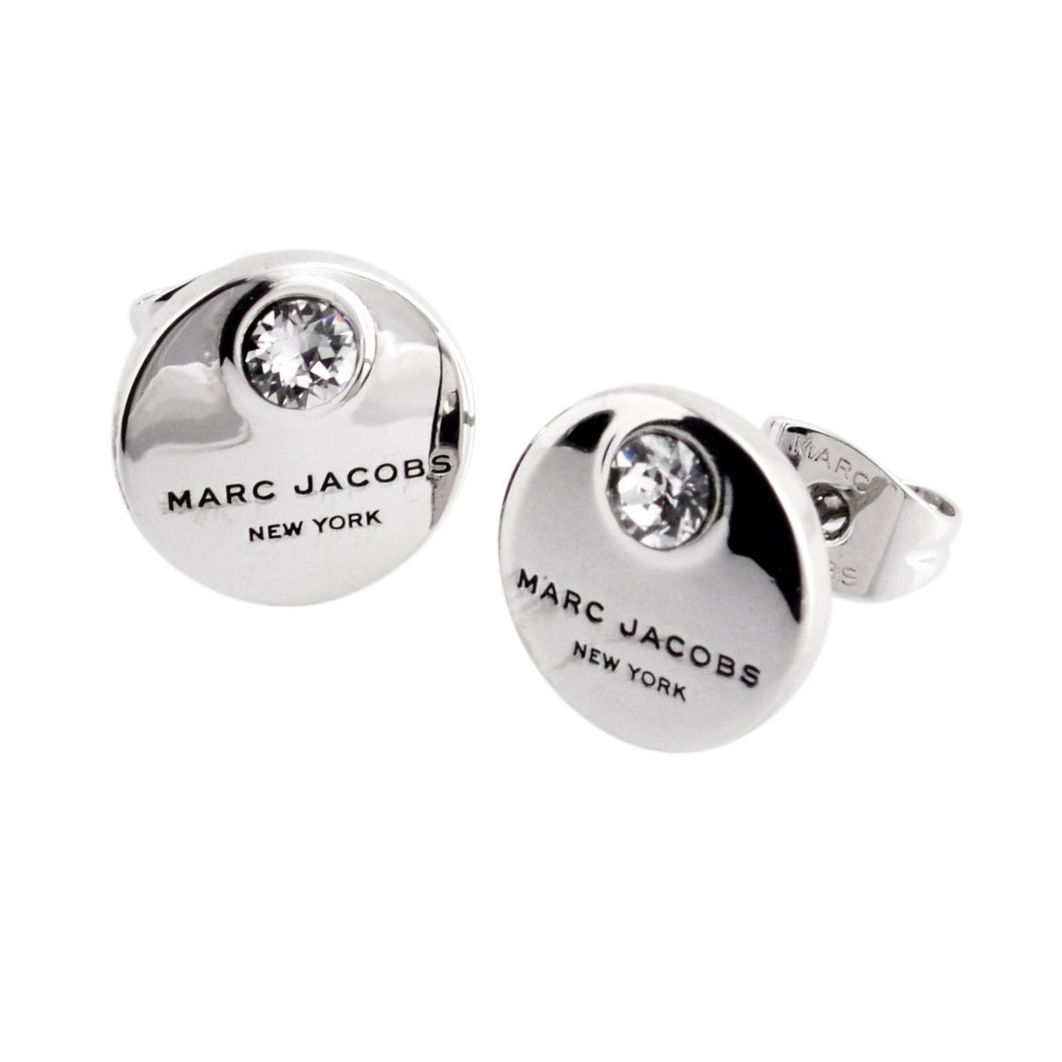 マークジェイコブス MARC JACOBS M0009098-169 Crystal/Silver MJ Coin Studs  コイン クリスタル スタッド ピアス