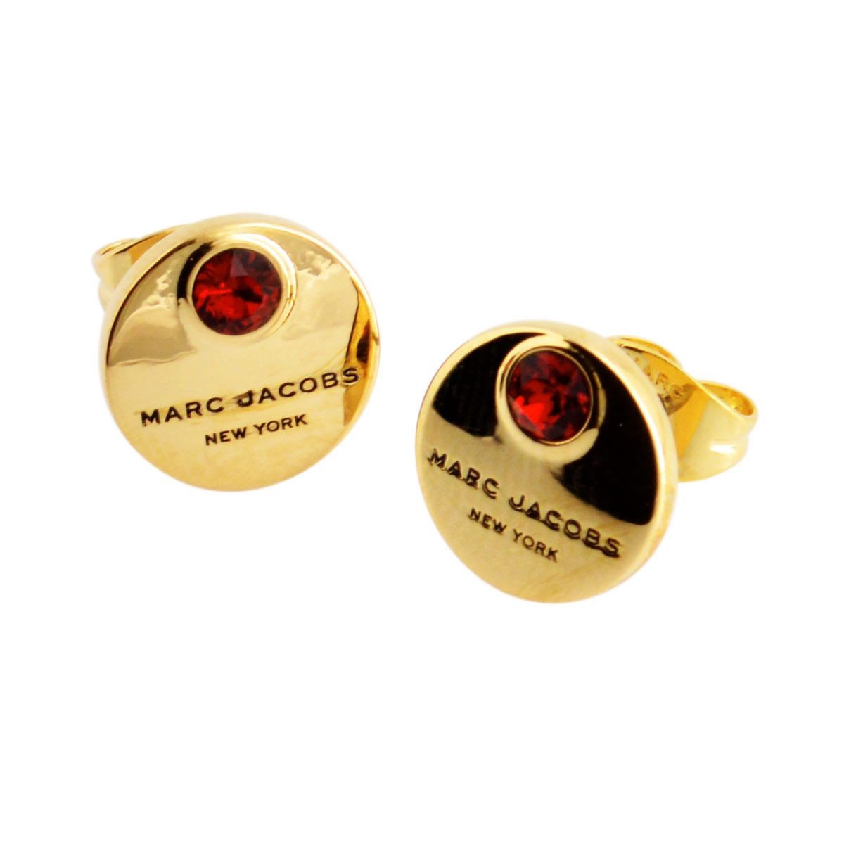 マークジェイコブス MARC JACOBS M0009098-646 Red/Gold MJ Coin Studs コイン クリスタル スタッド ピアス