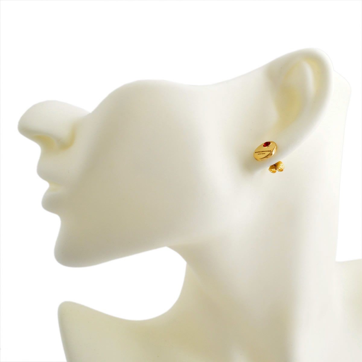 マークジェイコブス MARC JACOBS M0009098-646 Red/Gold MJ Coin Studs コイン クリスタル スタッド ピアス