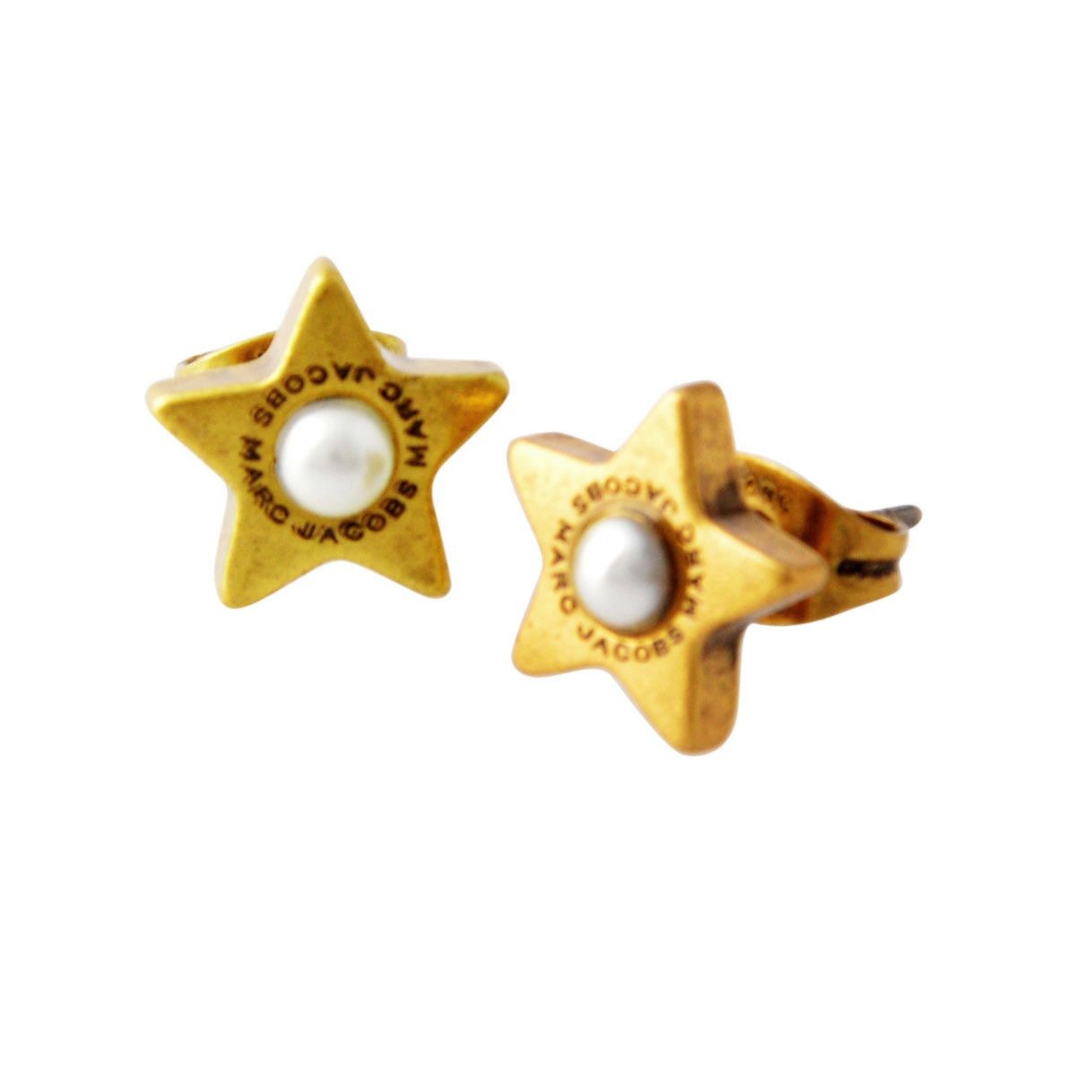 マークジェイコブス MARC JACOBS M0009237-117 Cream/Antique Gold ロゴ パール スター 星モチーフ スタッド ピアス  Charms Flat Pearl Star Studs