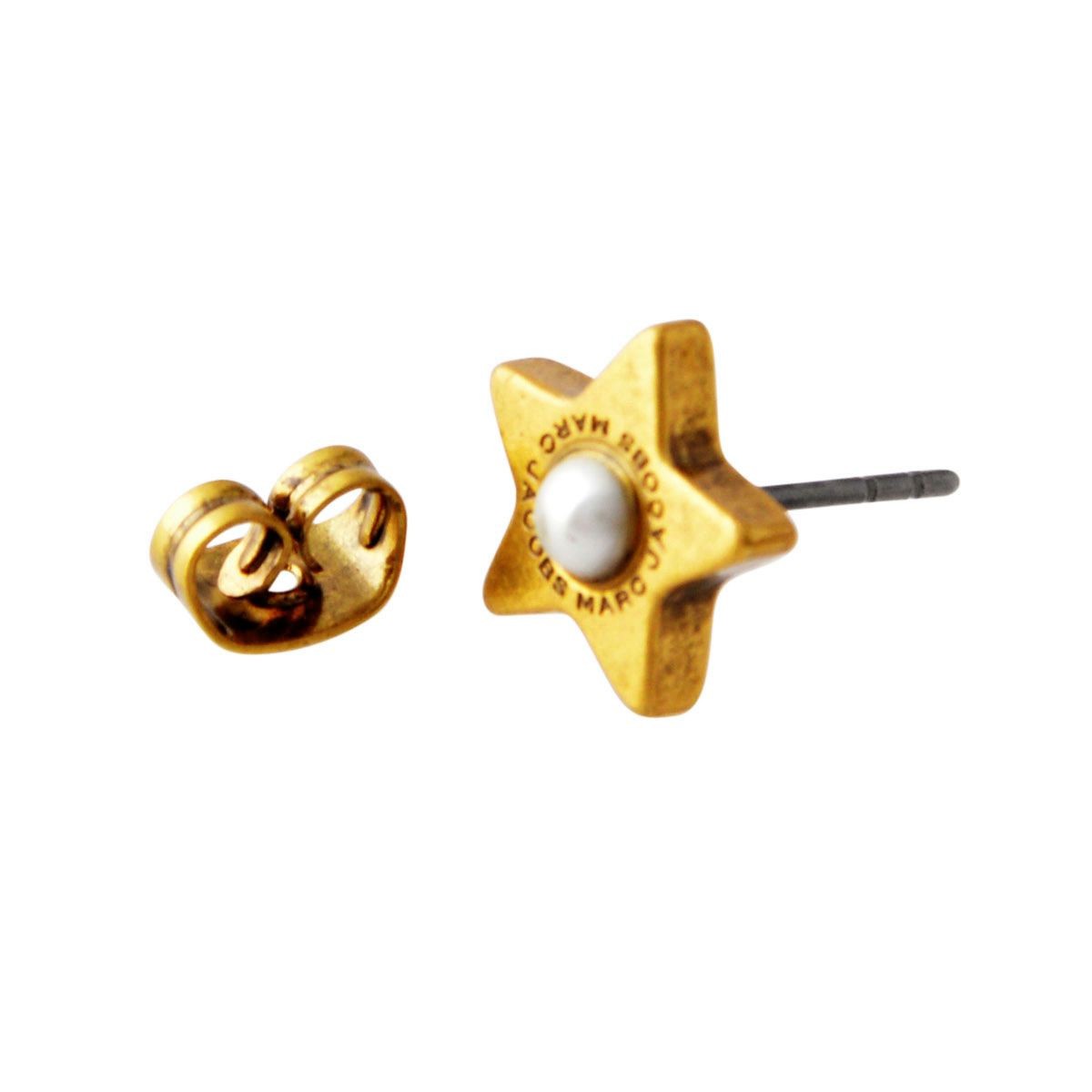マークジェイコブス MARC JACOBS M0009237-117 Cream/Antique Gold ロゴ パール スター 星モチーフ スタッド ピアス  Charms Flat Pearl Star Studs