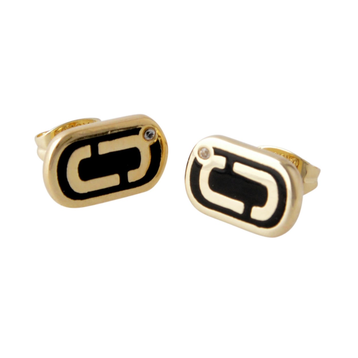 マークジェイコブス MARC JACOBS M0012395-065 Black/Gold 「J」ロゴモチーフ スタッド ピアス Icon Enamel Studs
