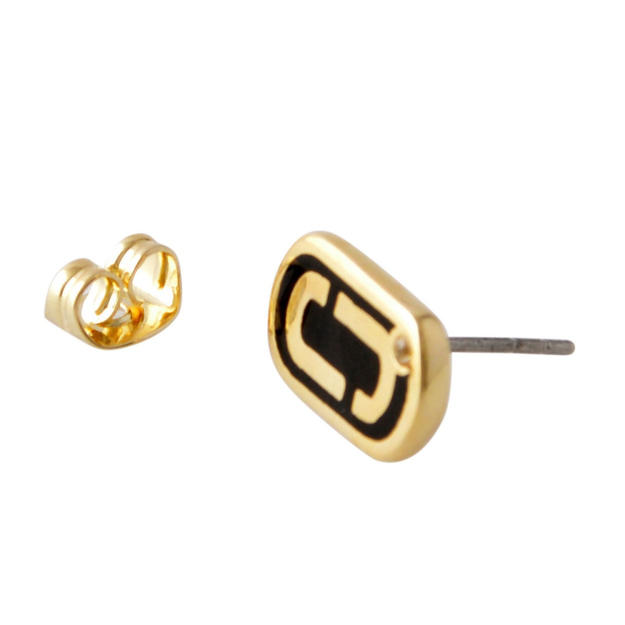 マークジェイコブス MARC JACOBS M0012395-065 Black/Gold 「J」ロゴモチーフ スタッド ピアス Icon Enamel Studs
