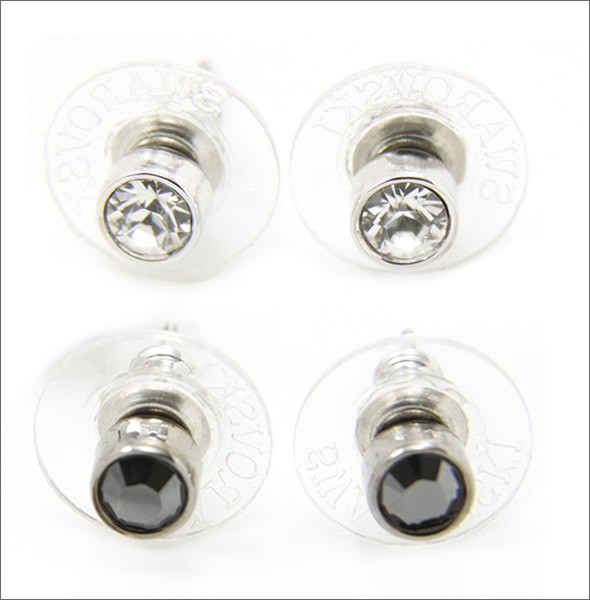 スワロフスキー Harley JET HEM ジェットヘマタイト/クリア クリスタル ピアス 2個（2ペア）セット 992847