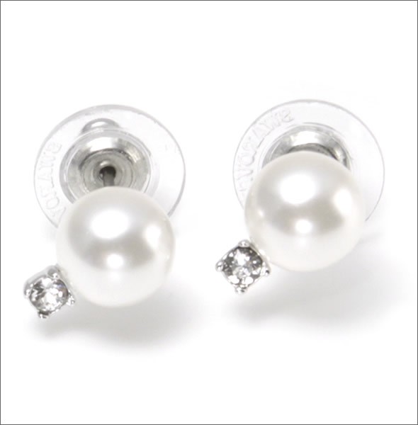 スワロフスキー Tricia  ホワイトクリスタル・パール チャトン・クリスタル ピアス  1179751