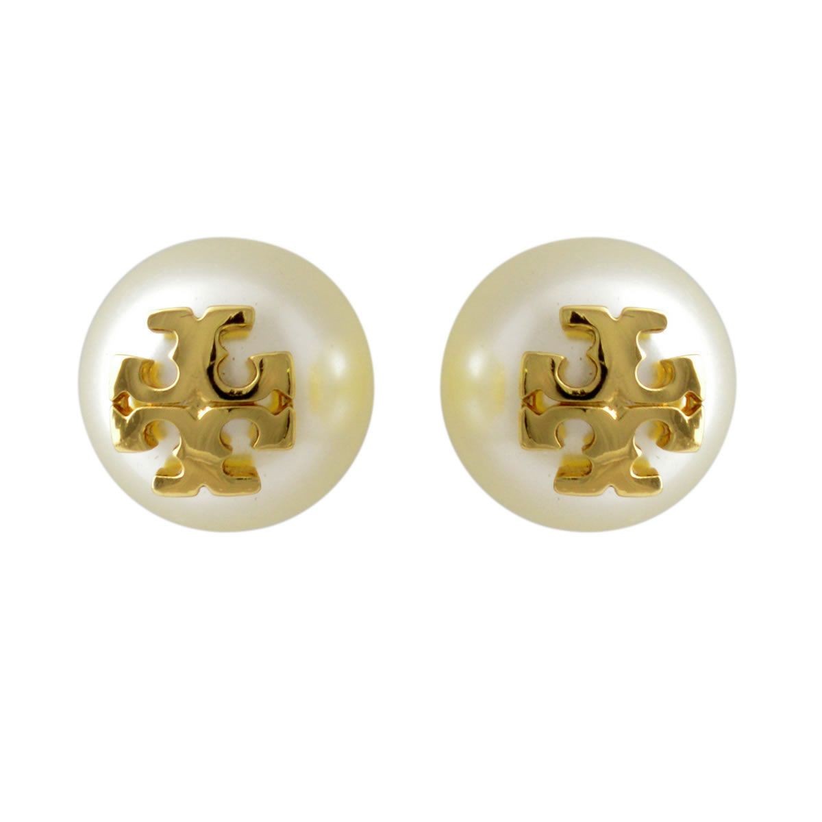 トリーバーチ Tory Burch 11165514/106 パール調 ロゴ スタッド ピアス CRYSTAL PEARL